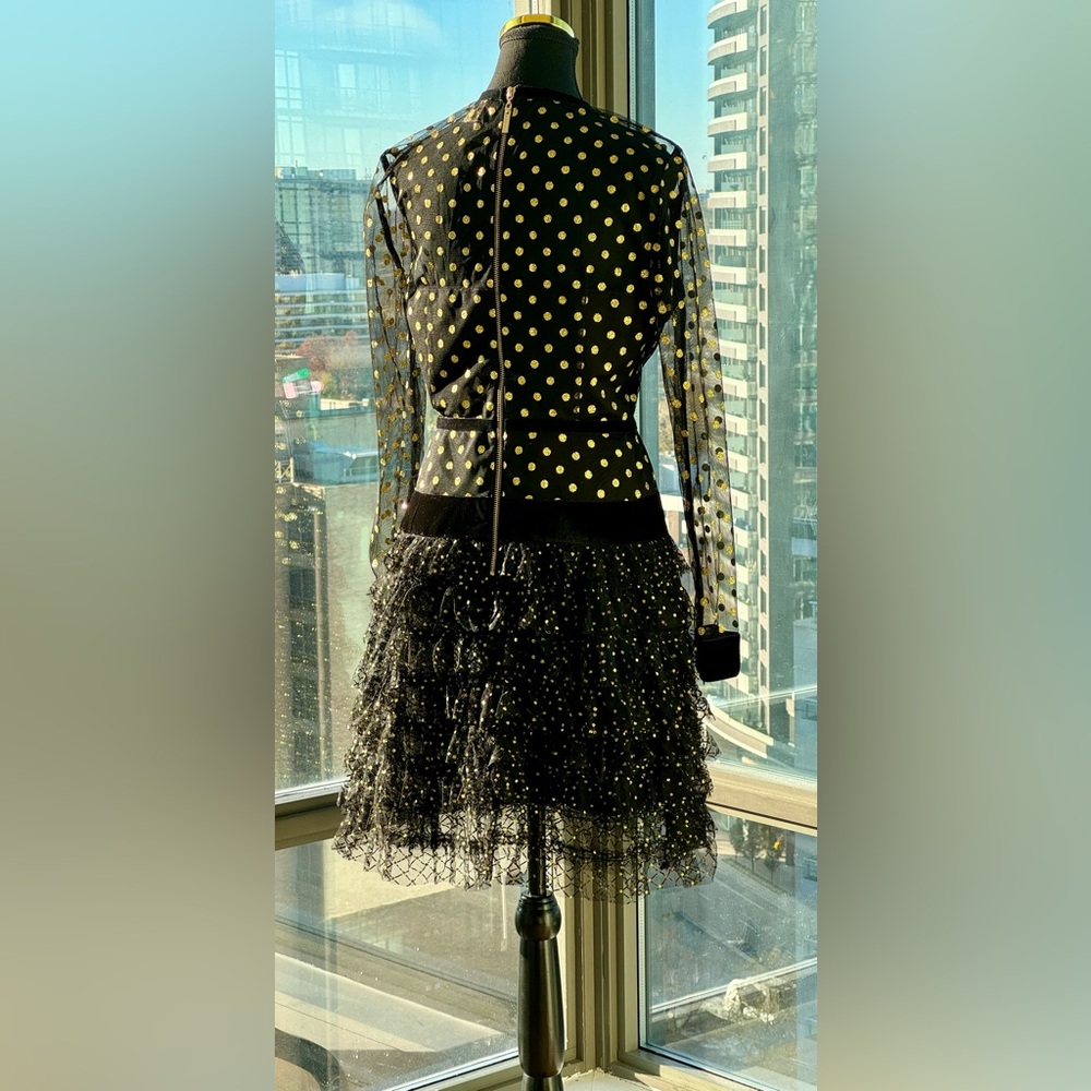🆕 BRONX & BANCO 🧿 NWT Suns Mesh & Velvet Fit & Flare Mini Dress - Sz L - US 8 - Picture 10 of 16